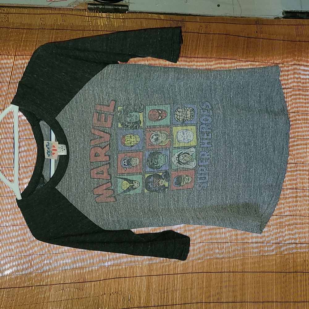 Made in USA. Junk Food. Baseball tee. Mens size medium. Marvel Super Heroes
